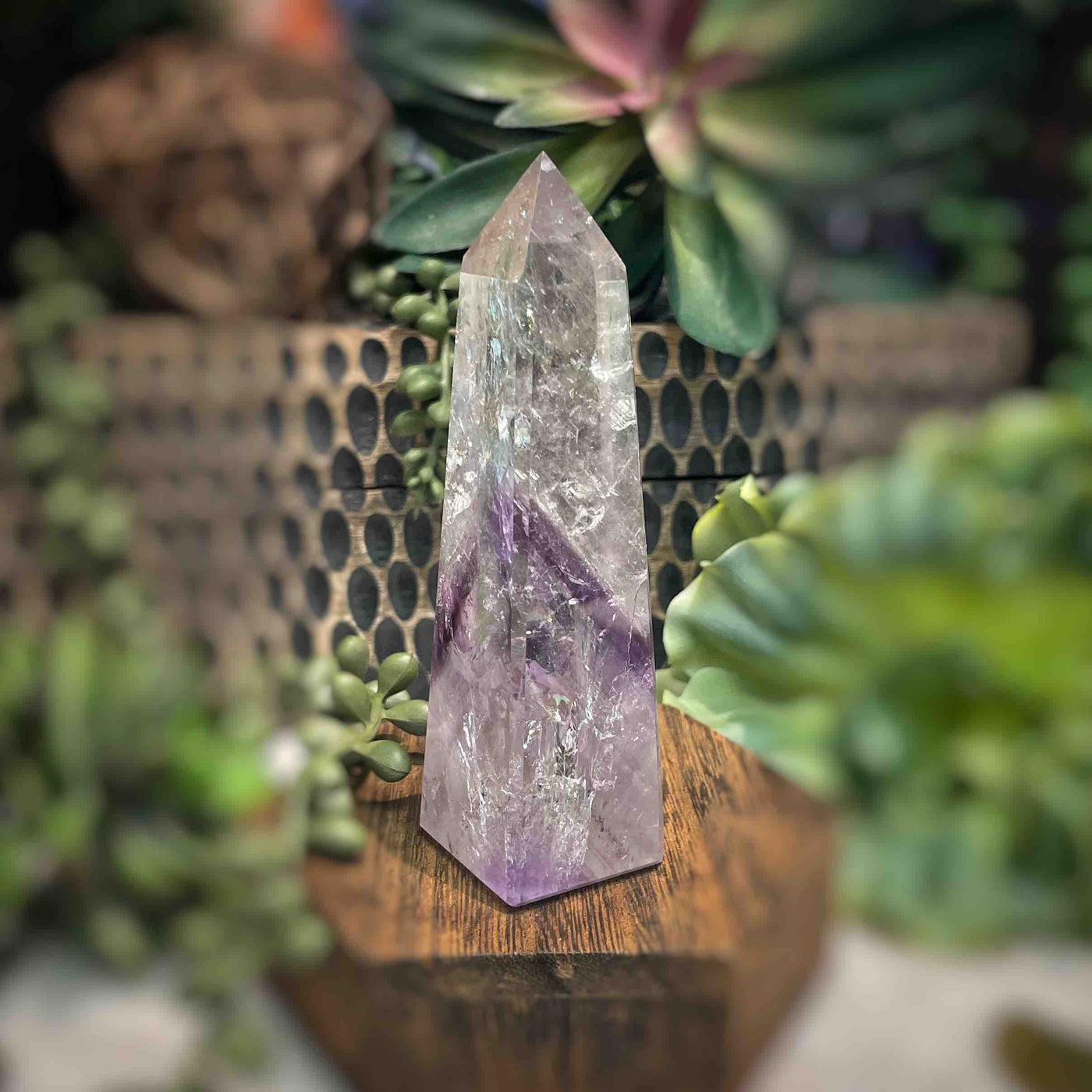 Amethyst w/ Phantom Amethyst  - Tower, Point, Obelisk - 4"