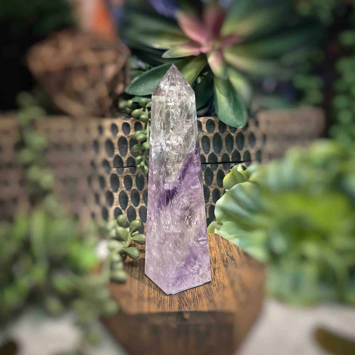 Amethyst w/ Phantom Amethyst  - Tower, Point, Obelisk - 4.25"