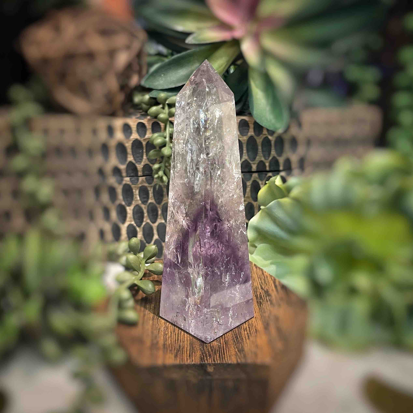 Amethyst w/ Phantom Amethyst  - Tower, Point, Obelisk - 4.25"