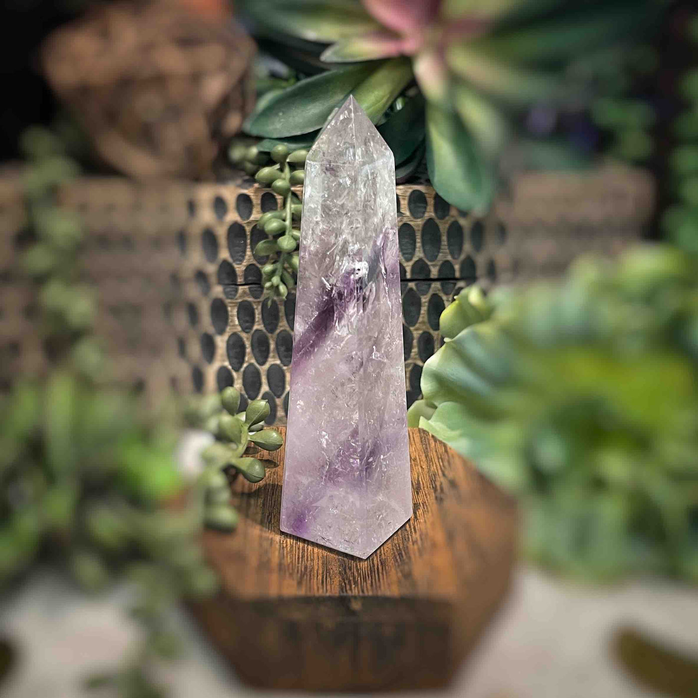 Amethyst w/ Phantom Amethyst  - Tower, Point, Obelisk - 4.25"