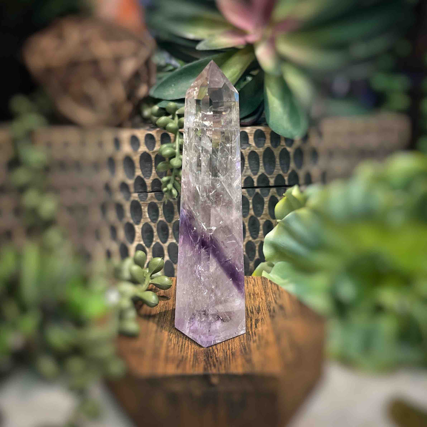 Amethyst w/ Phantom Amethyst  - Tower, Point, Obelisk - 4"