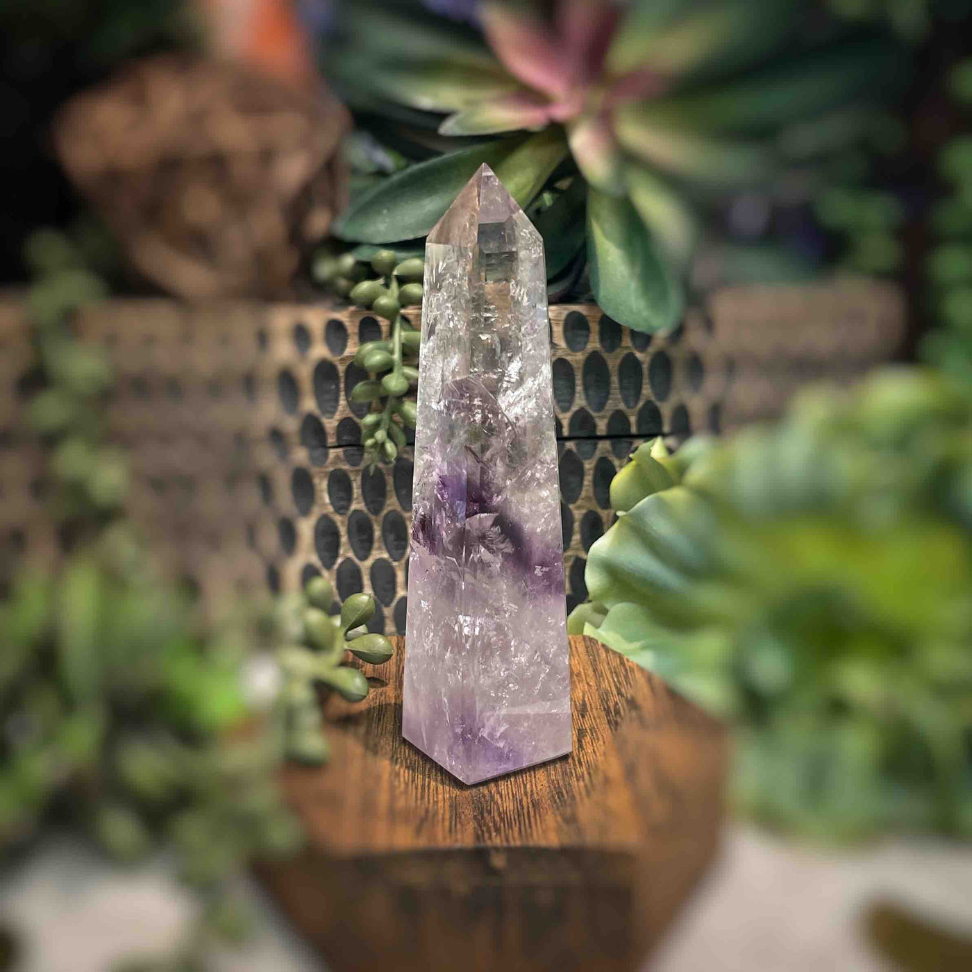 Amethyst w/ Phantom Amethyst  - Tower, Point, Obelisk - 4"