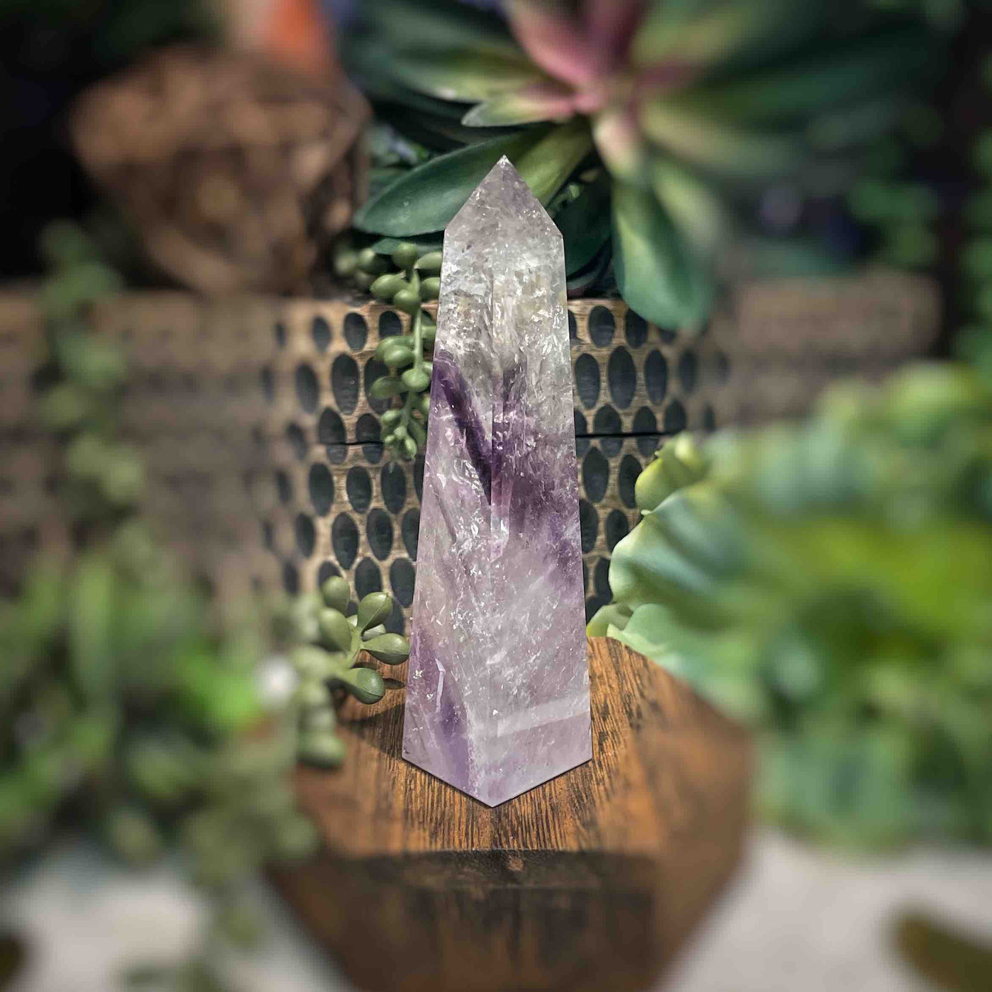 Amethyst w/ Phantom Amethyst  - Tower, Point, Obelisk - 4"