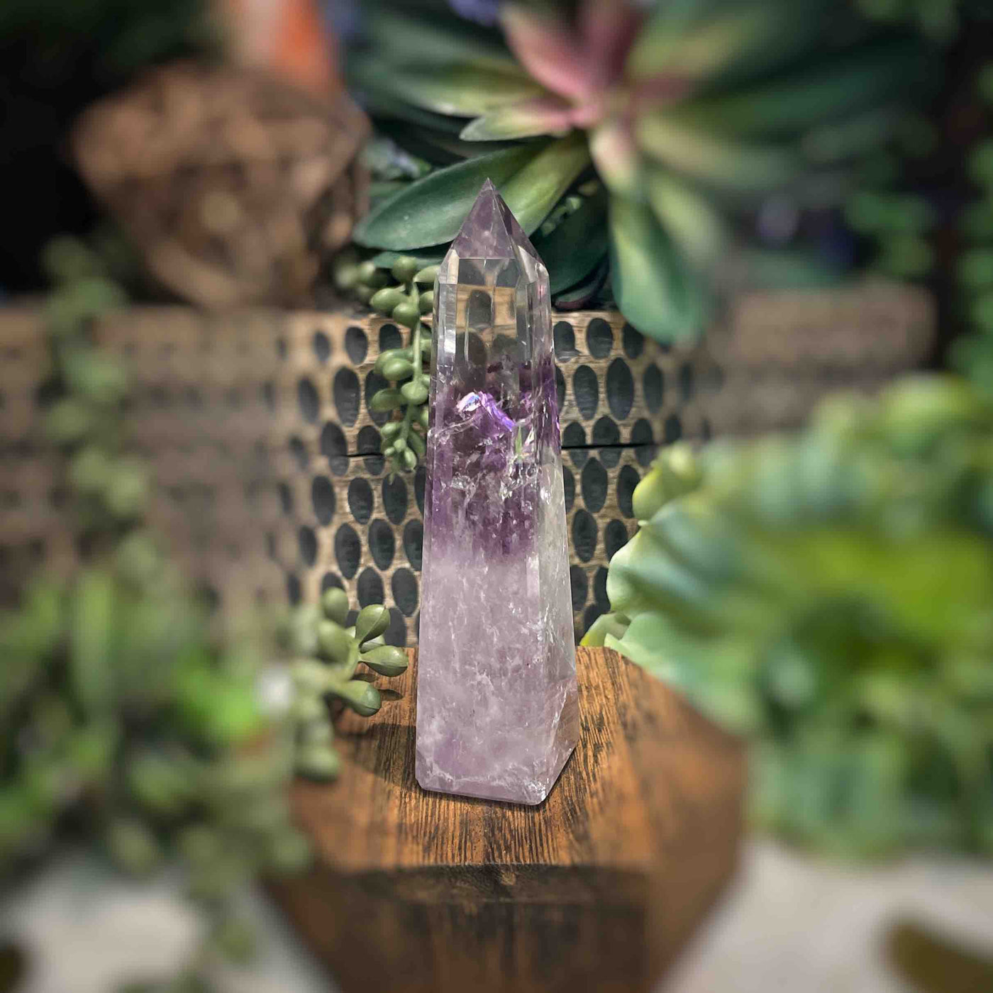 Amethyst w/ Phantom Amethyst  - Tower, Point, Obelisk - 4"