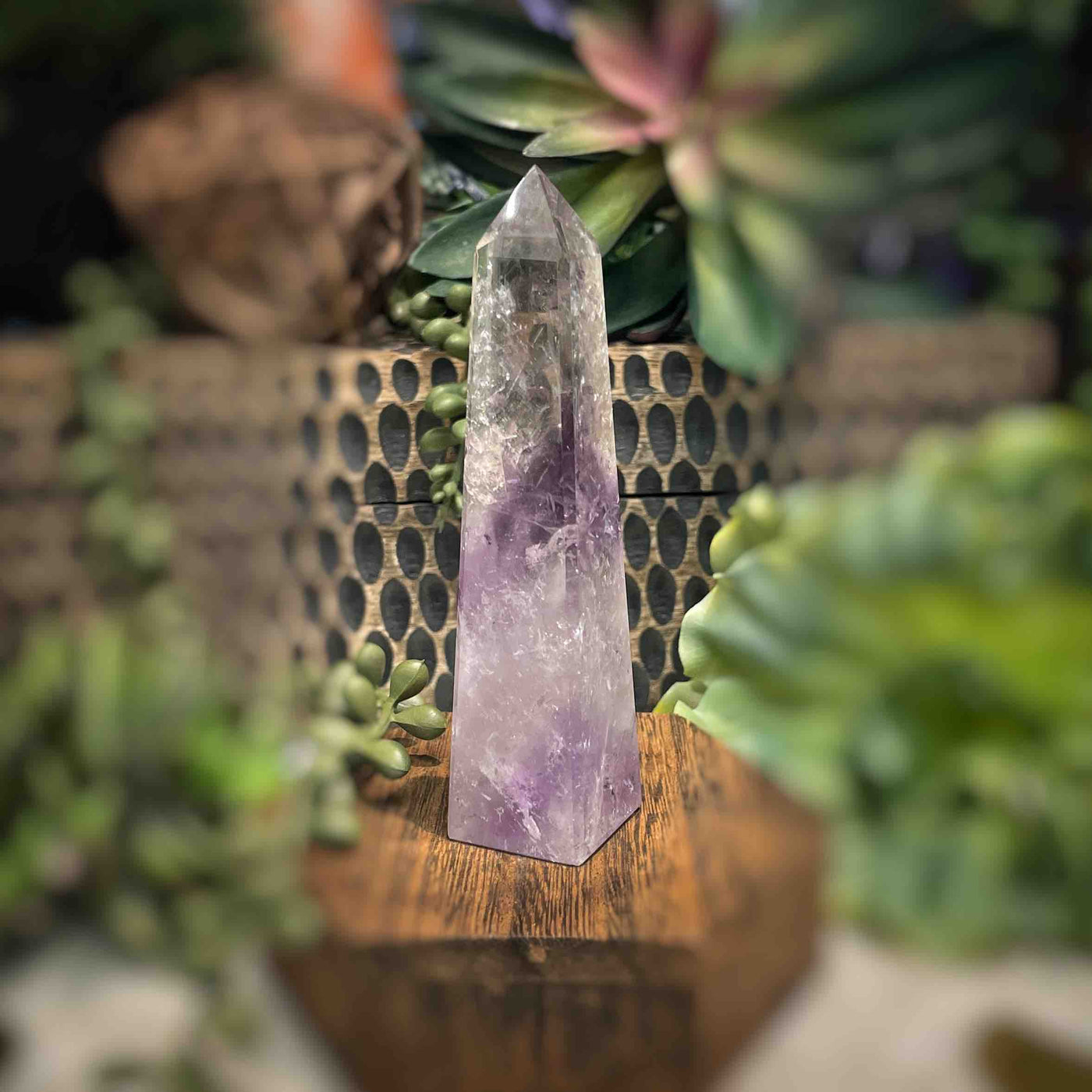 Amethyst w/ Phantom Amethyst  - Tower, Point, Obelisk - 4.25"