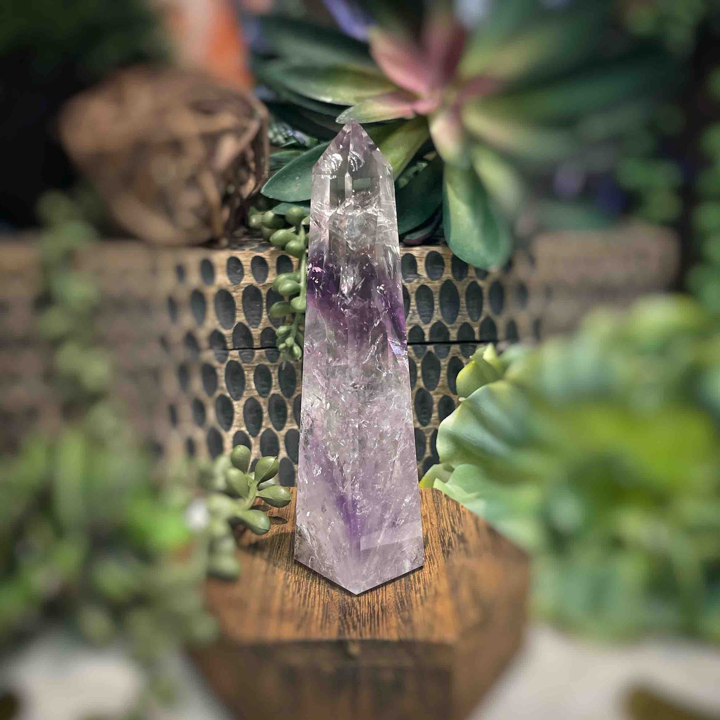 Amethyst w/ Phantom Amethyst  - Tower, Point, Obelisk - 4.5"