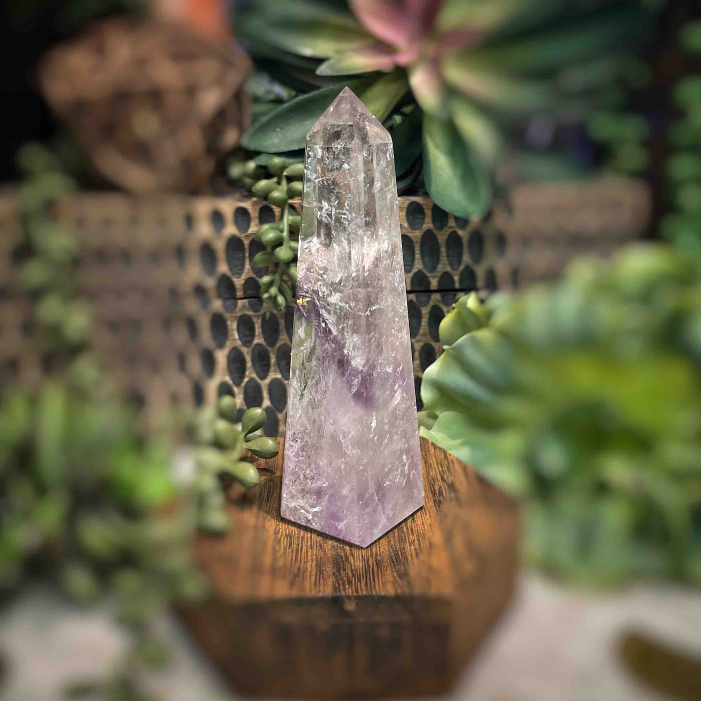 Amethyst w/ Phantom Amethyst  - Tower, Point, Obelisk - 4.5"