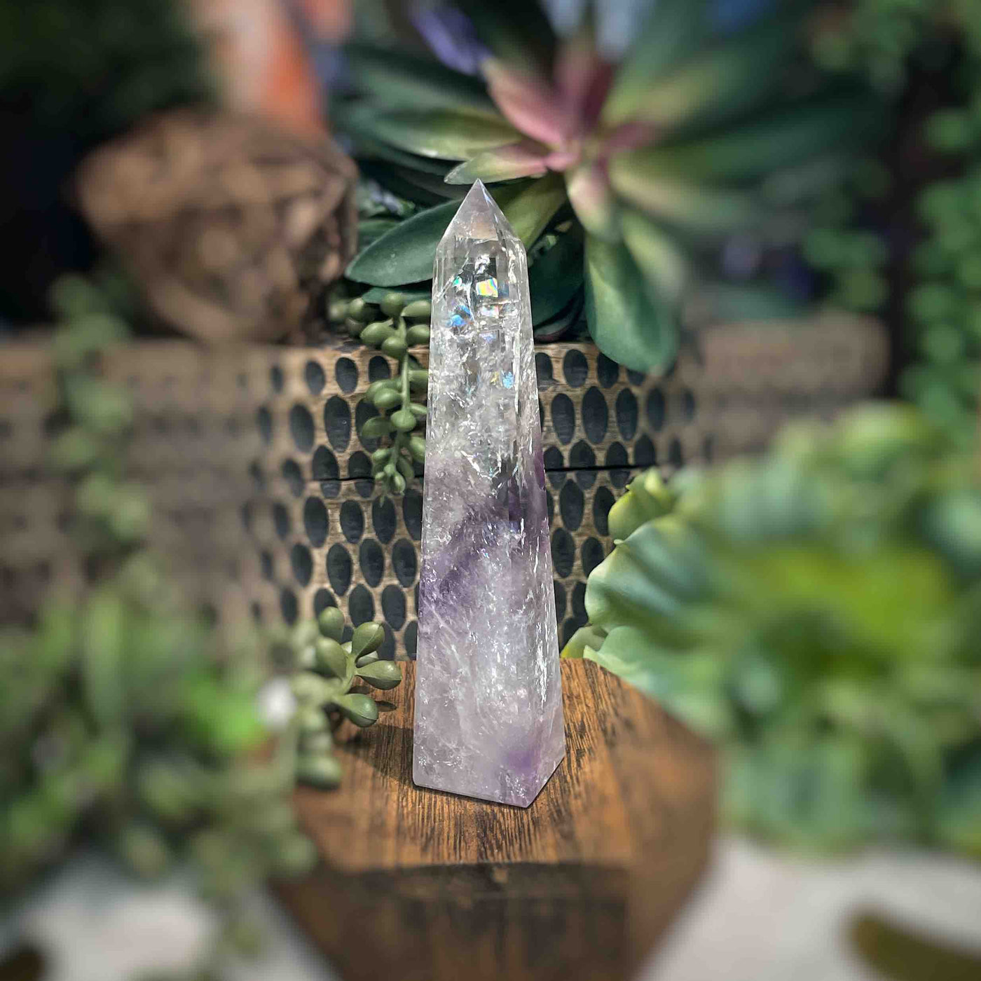 Amethyst w/ Phantom Amethyst  - Tower, Point, Obelisk - 4.25"