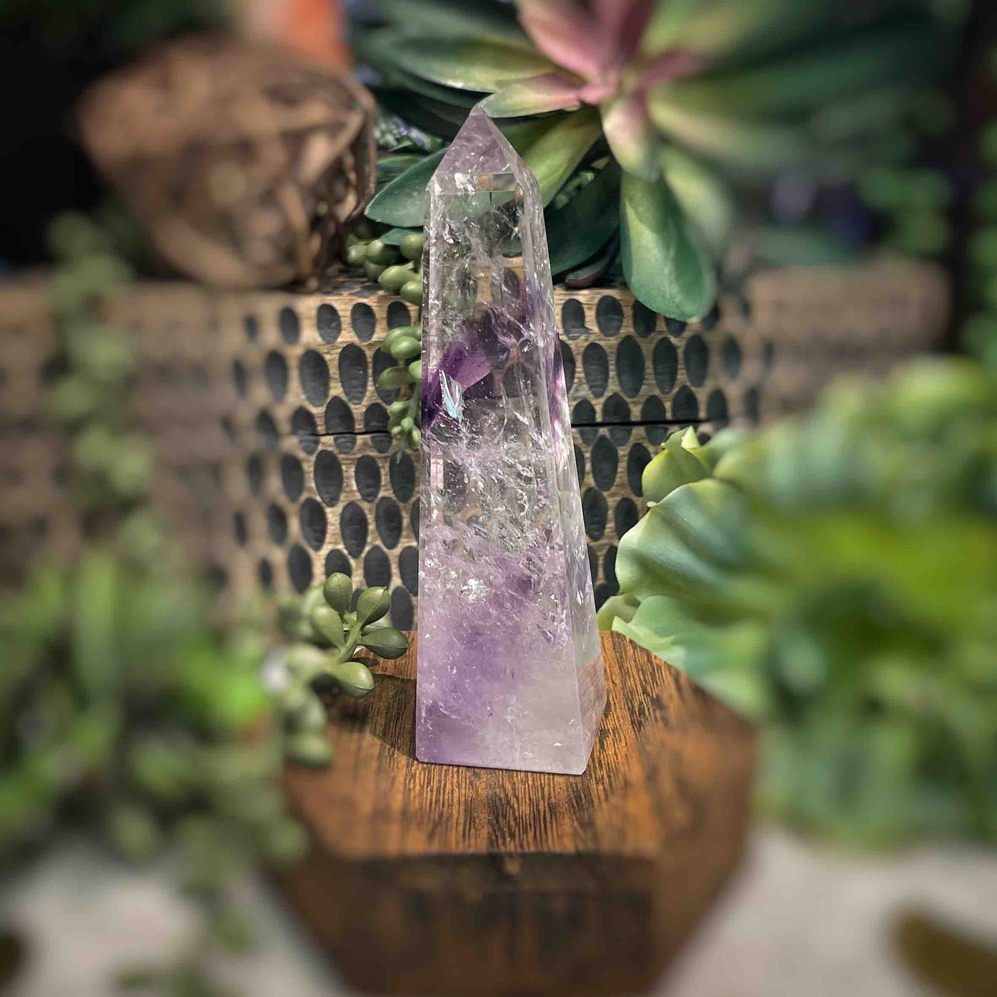 Amethyst w/ Phantom Amethyst  - Tower, Point, Obelisk - 4.5"