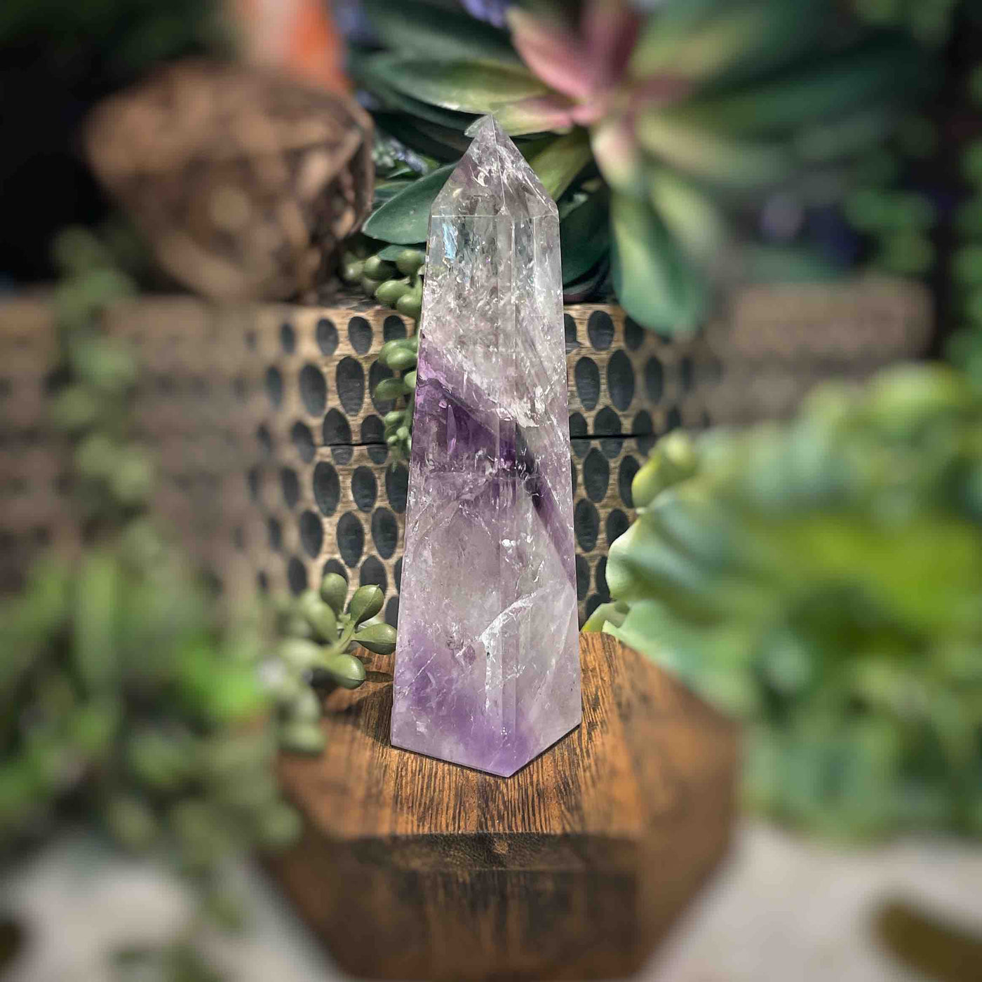 Amethyst w/ Phantom Amethyst  - Tower, Point, Obelisk - 4.25"