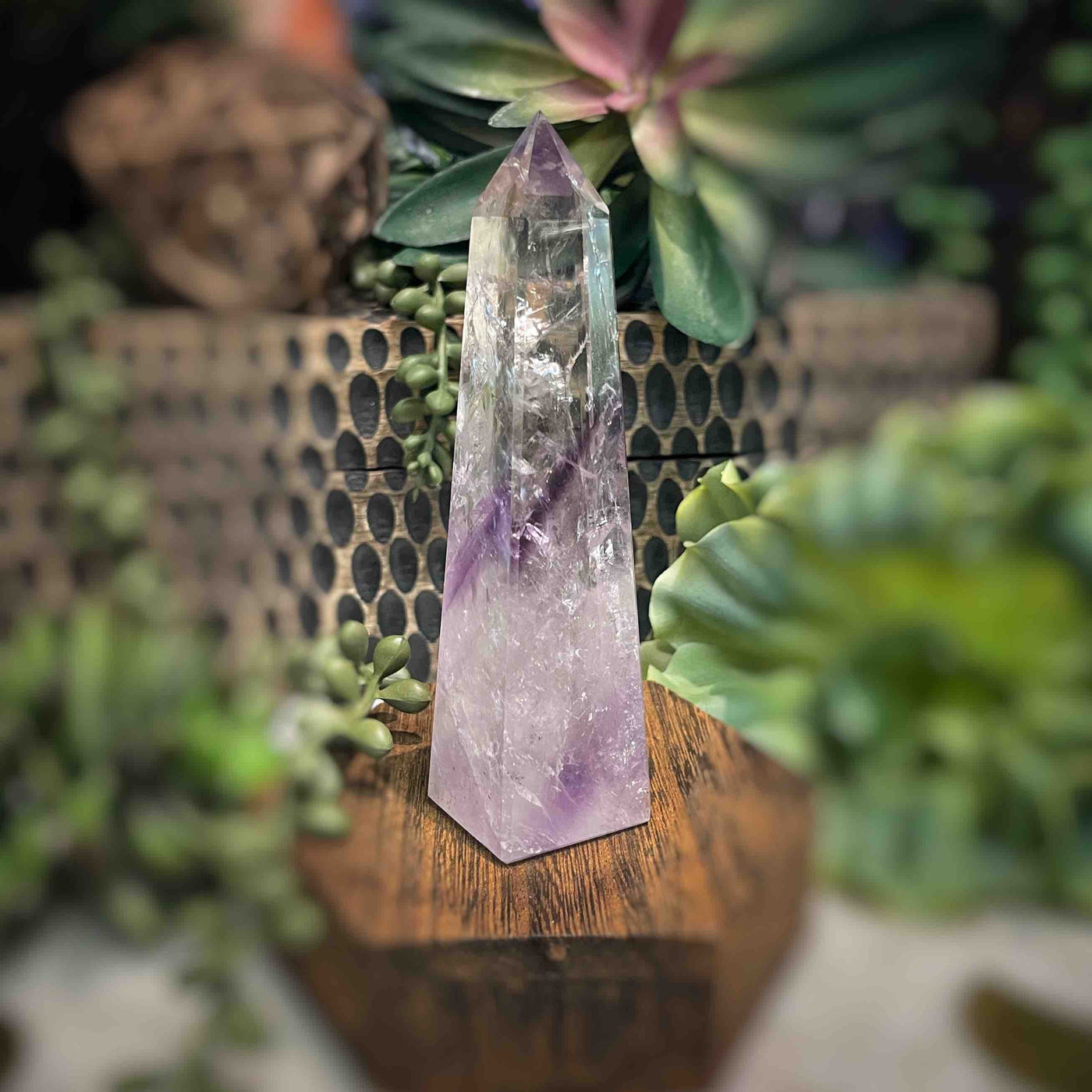 Amethyst w/ Phantom Amethyst  - Tower, Point, Obelisk - 4.25"