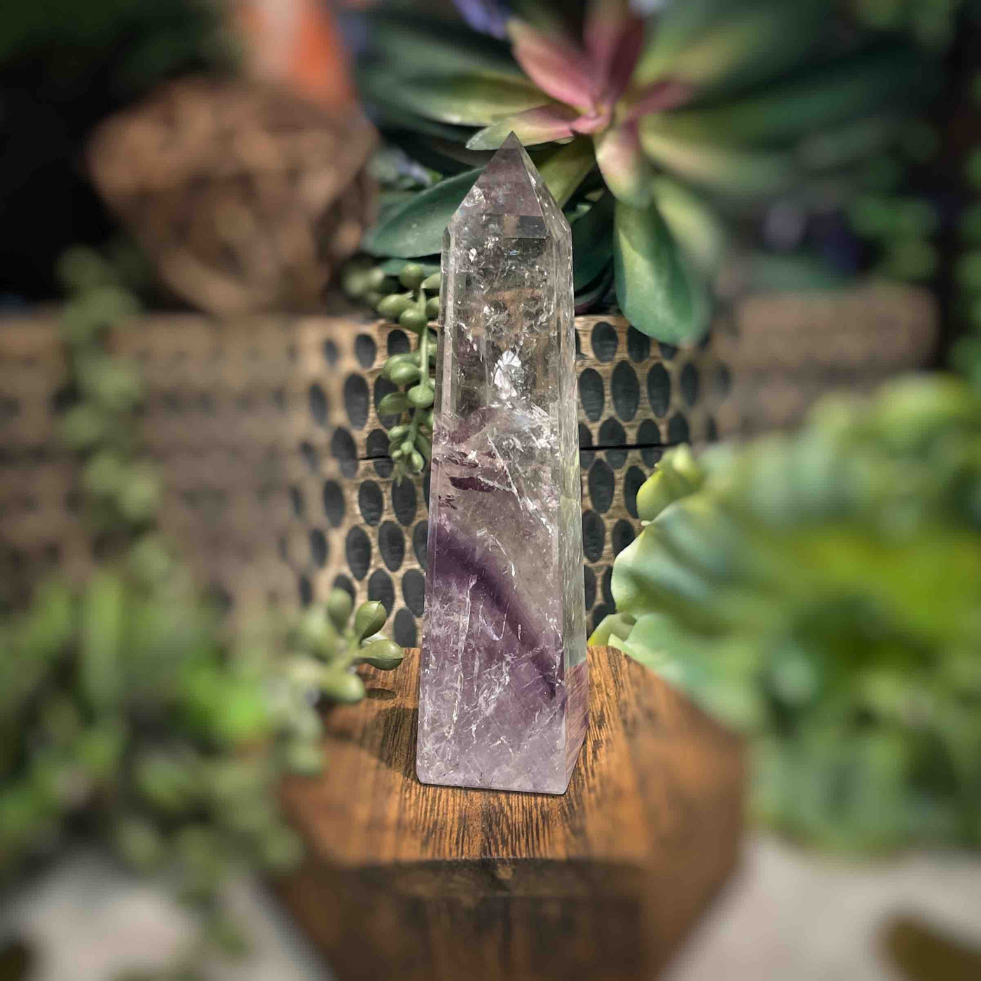 Amethyst w/ Phantom Amethyst  - Tower, Point, Obelisk - 4.5"
