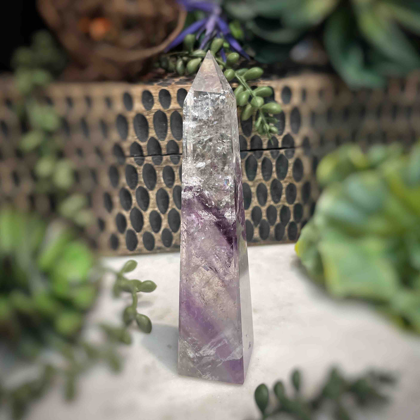 Amethyst w/ Phantom Amethyst  - Tower, Point, Obelisk - 4.75"