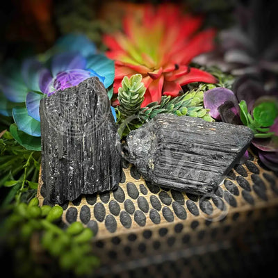 Black Tourmaline Log - Multi Sizes Raw Set 2 E074 Bt 2.5-3.0’’ Crystals