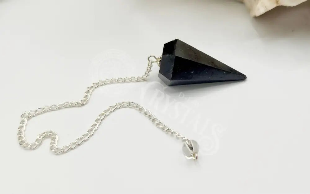 Black Tourmaline Pendulum With Silver Color Chain Meditation - Self Care