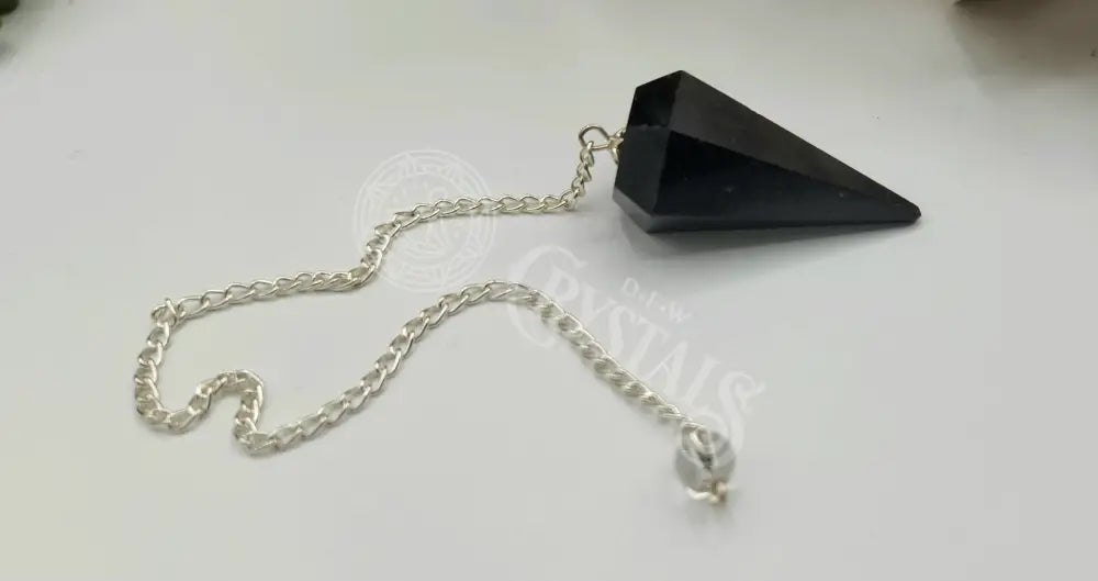 Black Tourmaline Pendulum With Silver Color Chain Meditation - Self Care