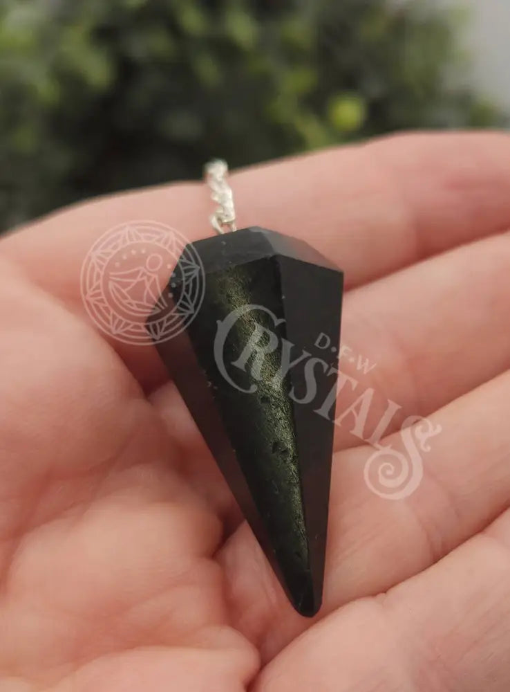 Black Tourmaline Pendulum With Silver Color Chain Meditation - Self Care