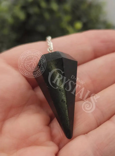 Black Tourmaline Pendulum With Silver Color Chain Meditation - Self Care