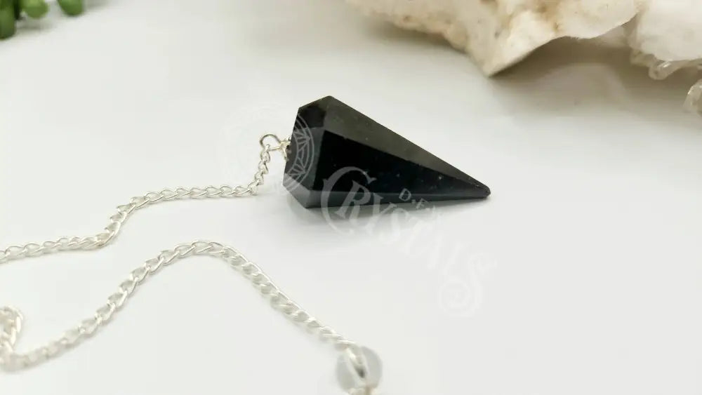 Black Tourmaline Pendulum With Silver Color Chain Meditation - Self Care