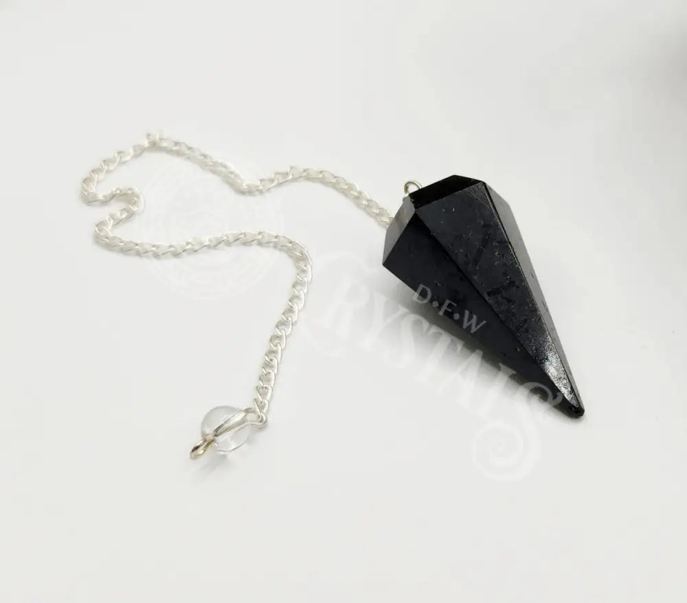 Black Tourmaline Pendulum With Silver Color Chain Meditation - Self Care