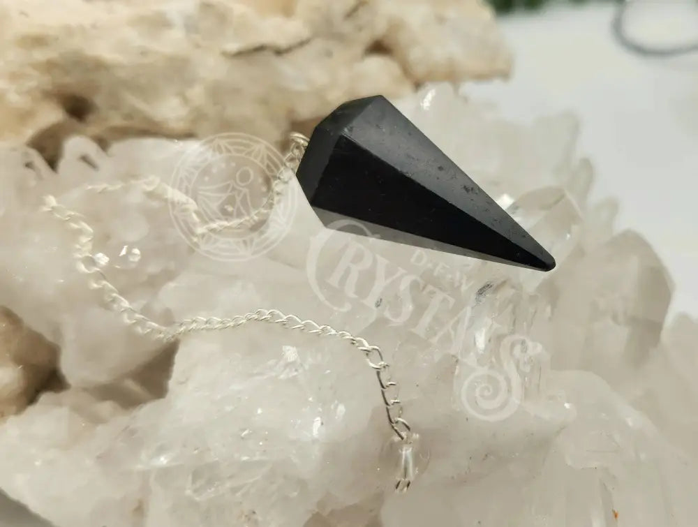 Black Tourmaline Pendulum With Silver Color Chain Meditation - Self Care