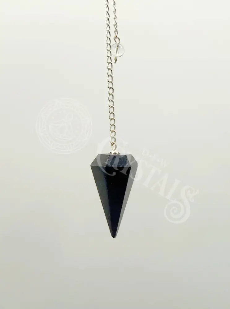 Black Tourmaline Pendulum With Silver Color Chain Meditation - Self Care