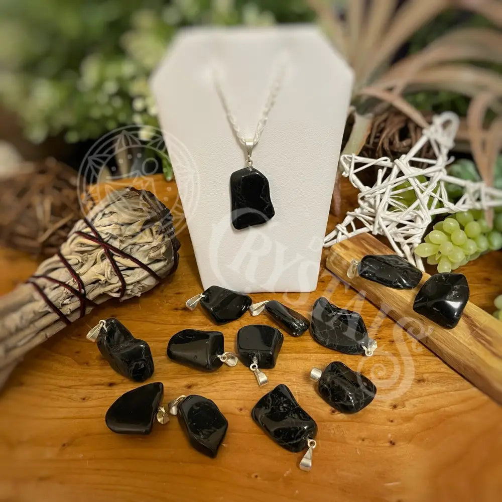 Pendant - Tumbled Stone Black Tourmaline Jewelry