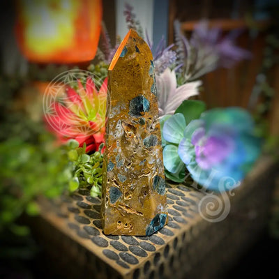 Blue Apatite In Jasper - Rare Point Tower Obelisk 3.5’’ 6.0’’ B910 5.0’’ Crystals