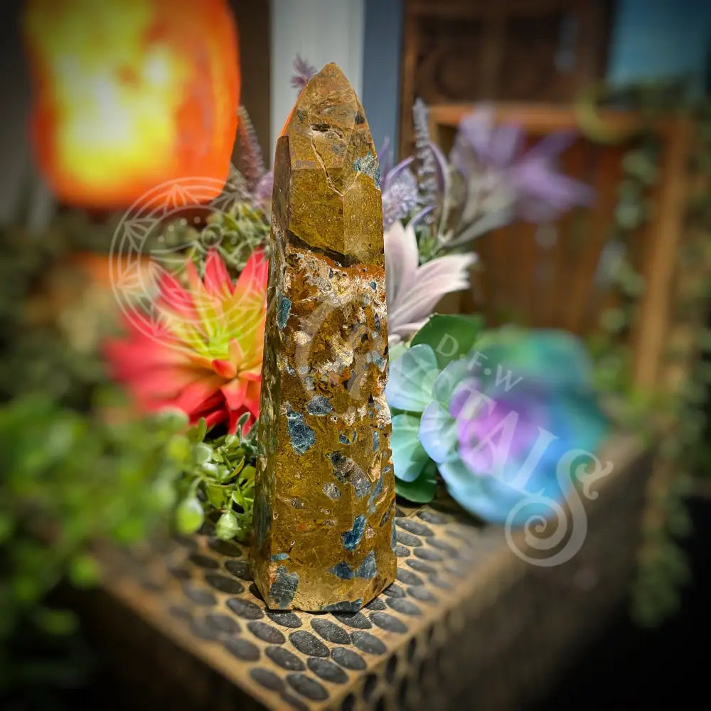 Blue Apatite In Jasper - Rare Point Tower Obelisk 3.5’’ 6.0’’ B912 Crystals