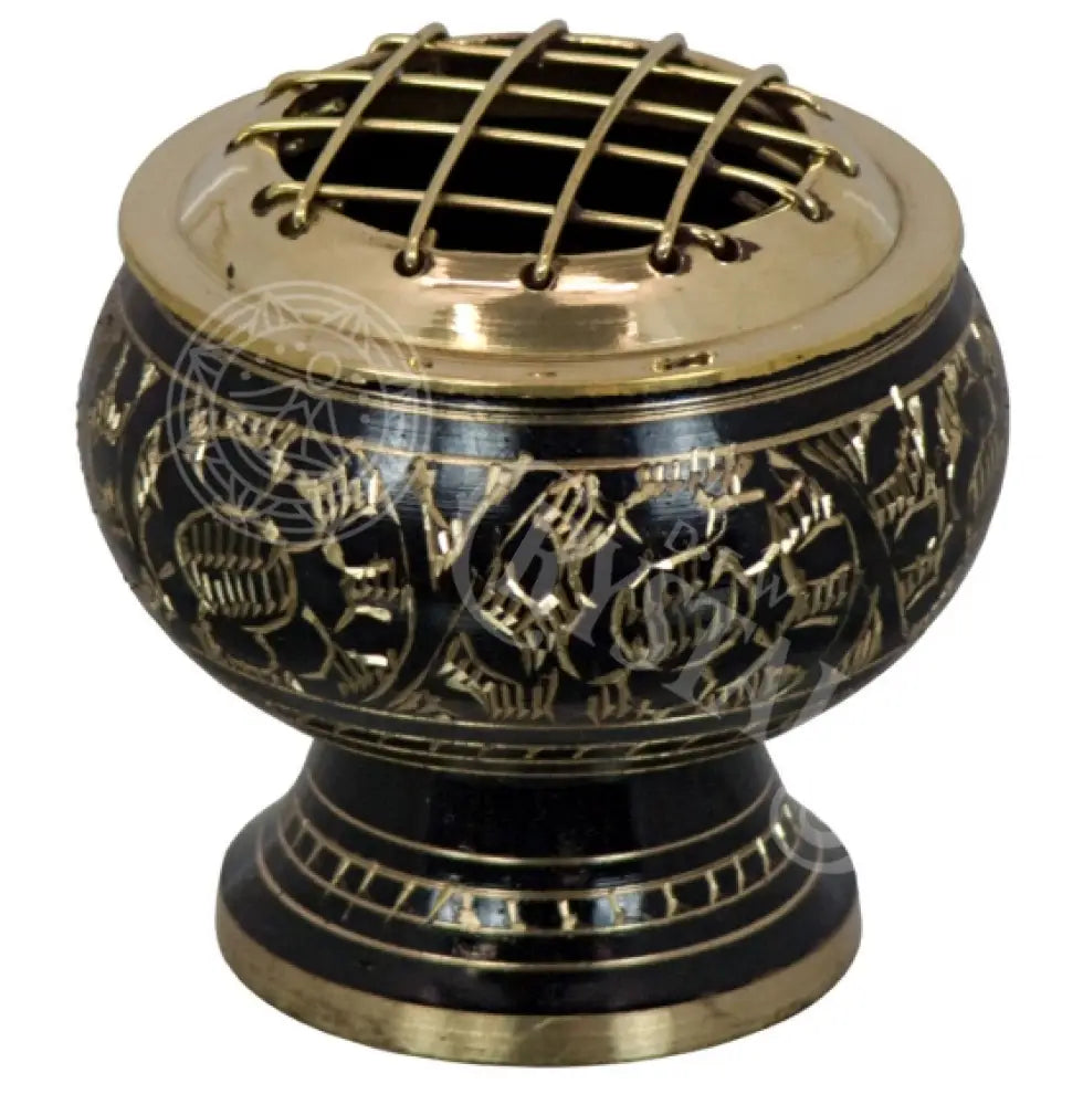 Brass Burner Flower Engraved - Black Accessories