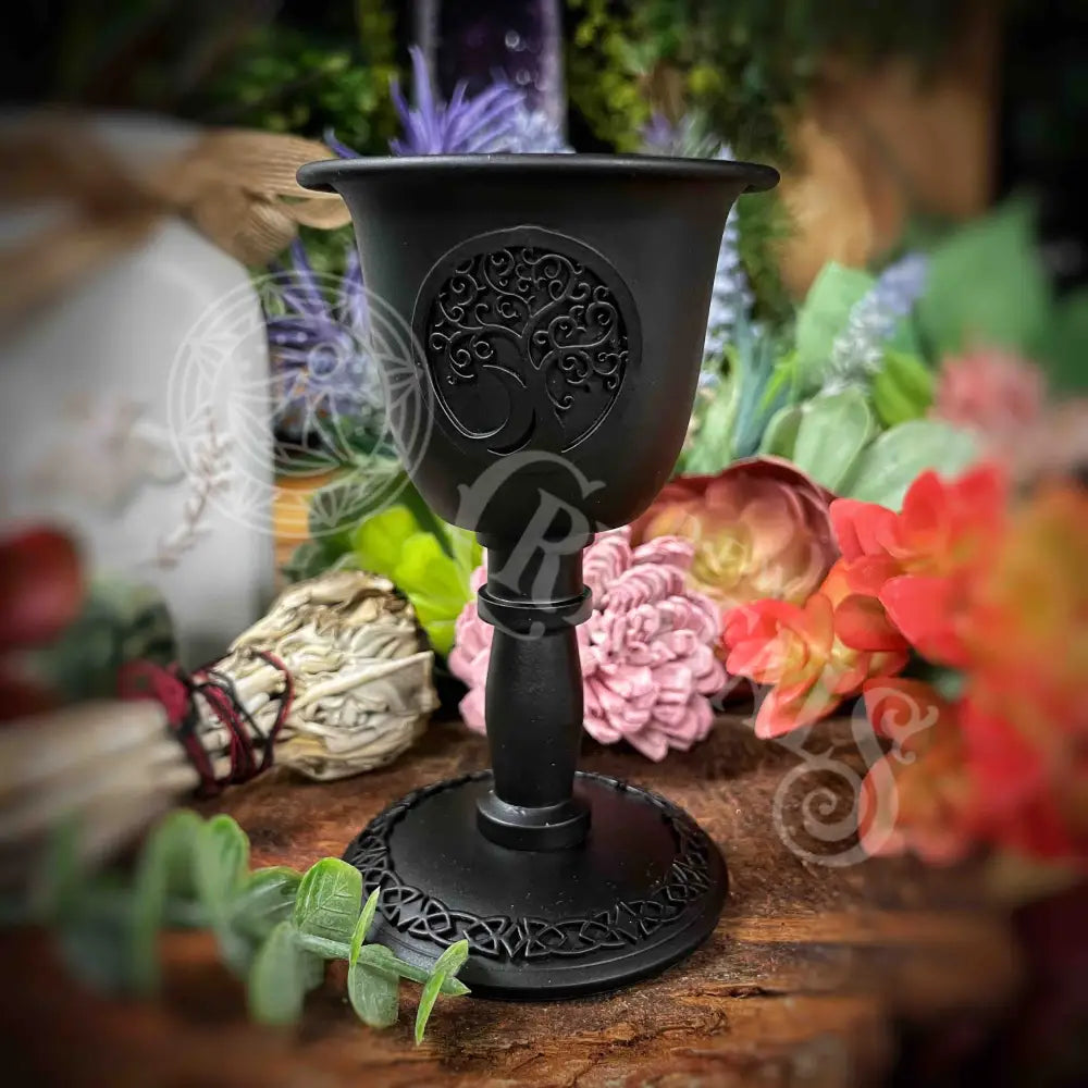 Candle Holder - Chalice (Metal) For Mini Taper Tree Of Life