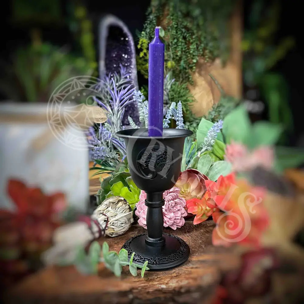 Candle Holder - Chalice (Metal) For Mini Taper Tree Of Life