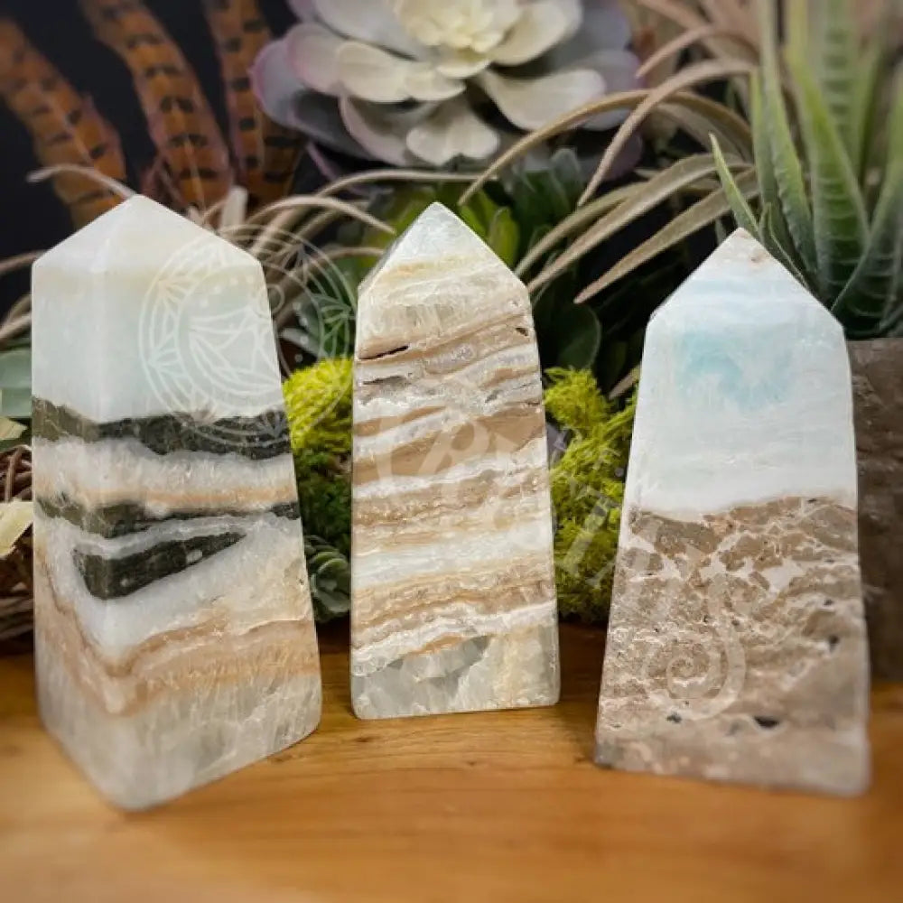 Tower Point Obelisk - Caribbean Blue Calcite 3.0 3.5 Crystals