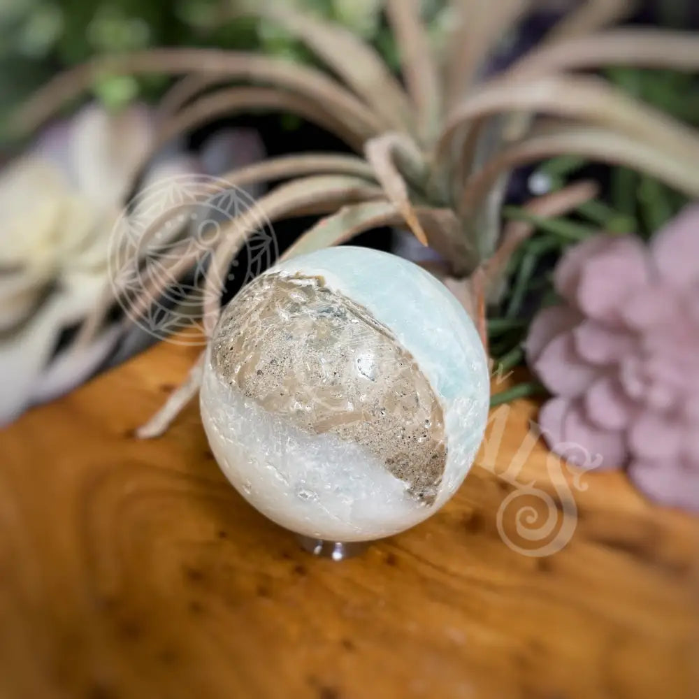 Sphere - Caribbean Blue Calcite Multi Choice B Crystals