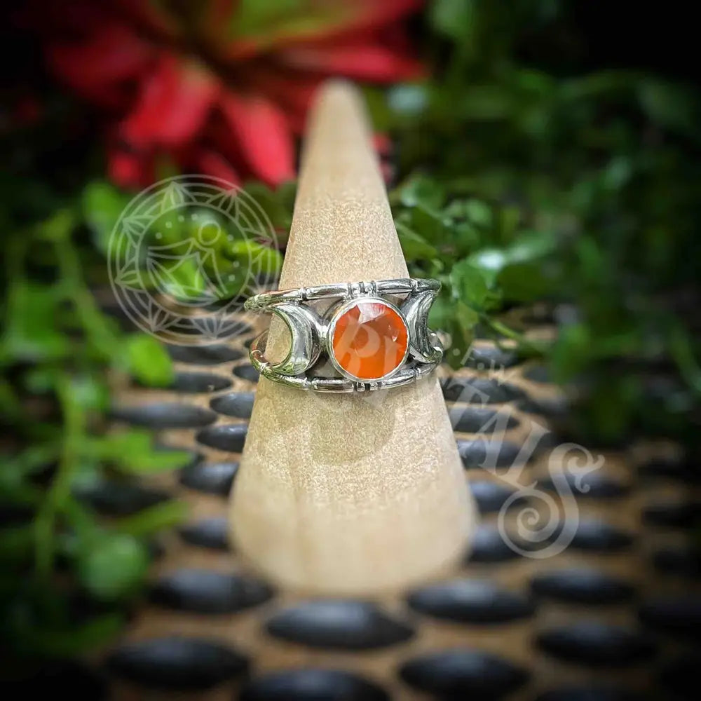 Carnelian & Moons - Round Faceted Ring Multi Sizes Jewelry