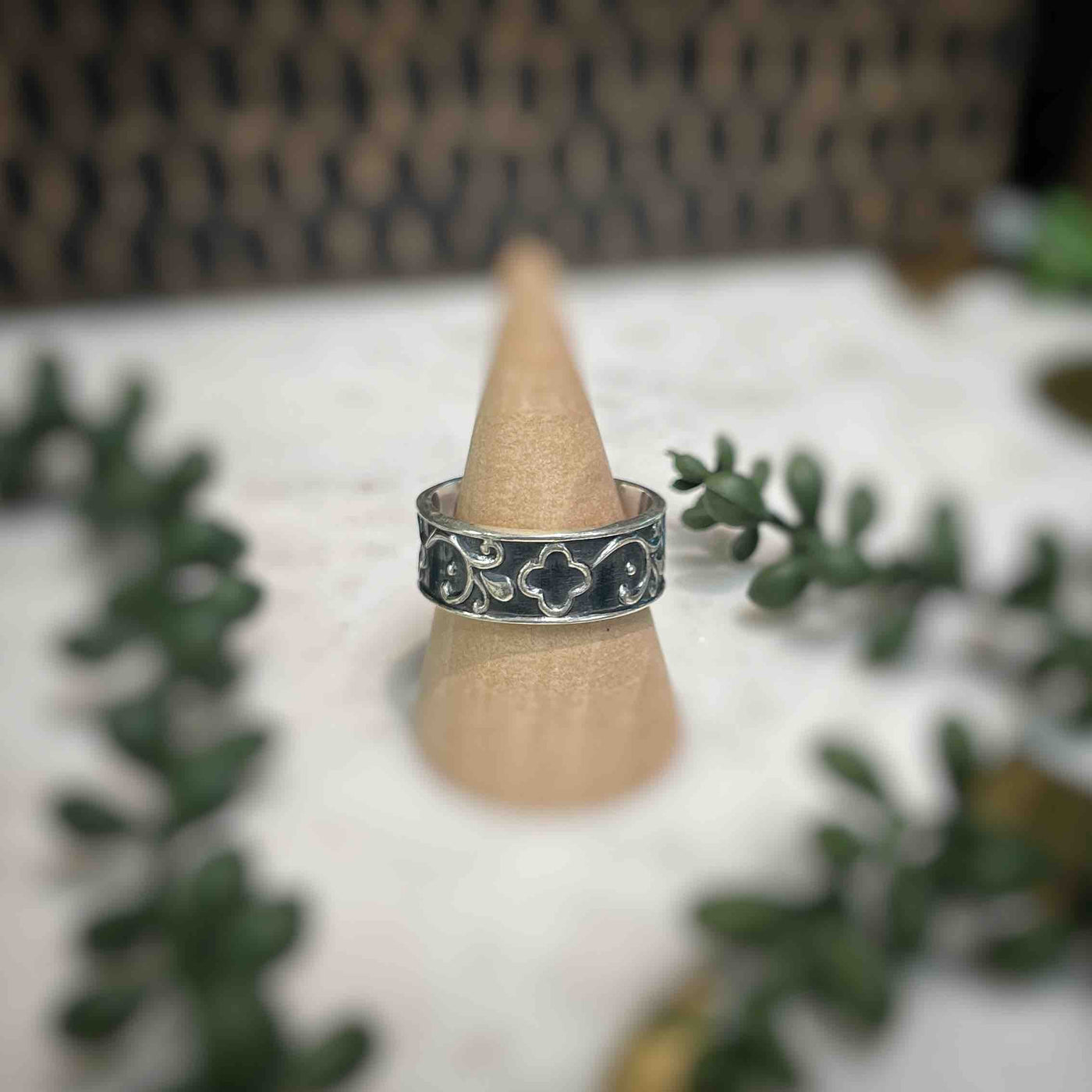 Mens Patterned Sterling Silver Ring - Set 1