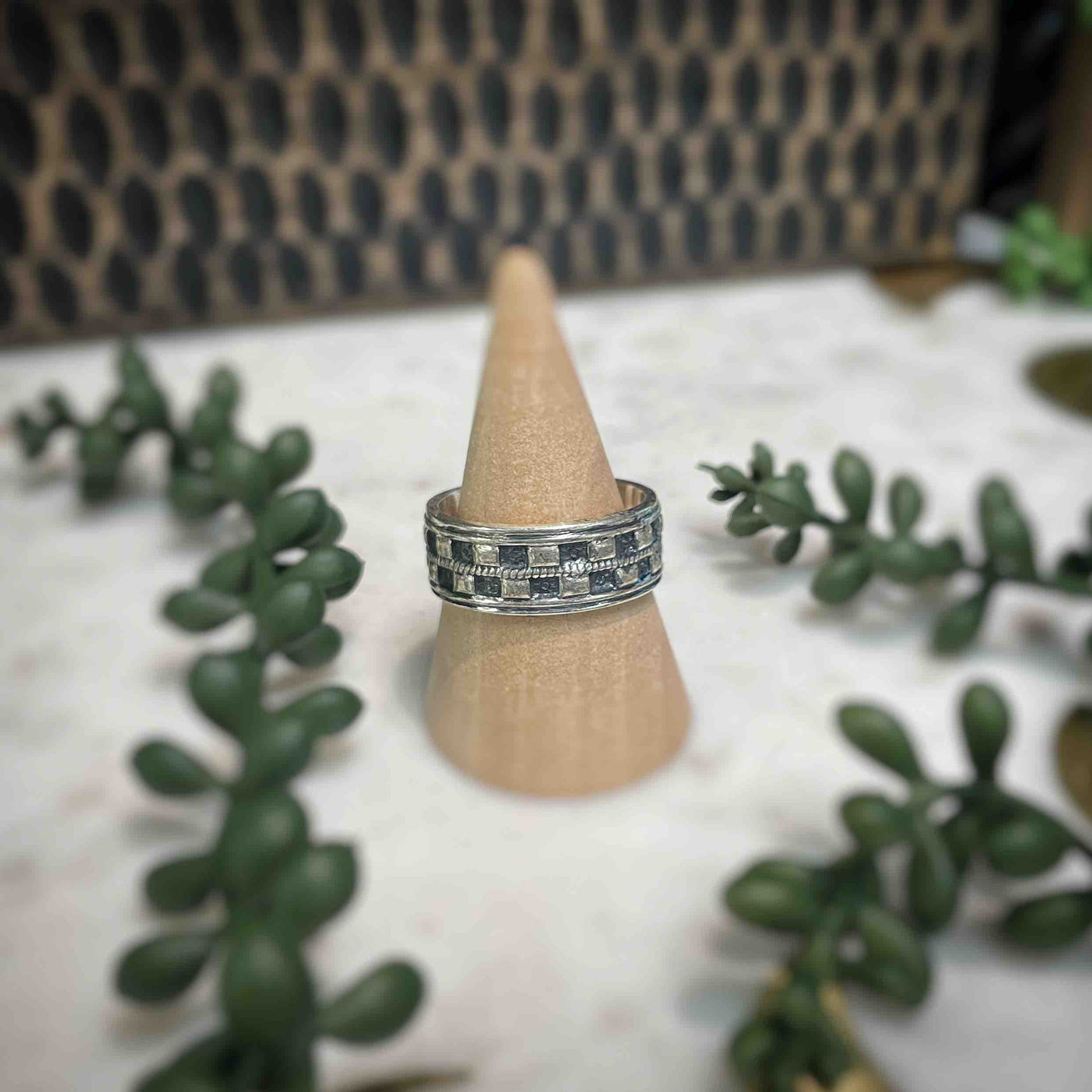 Mens Patterned Sterling Silver Ring - Set 2