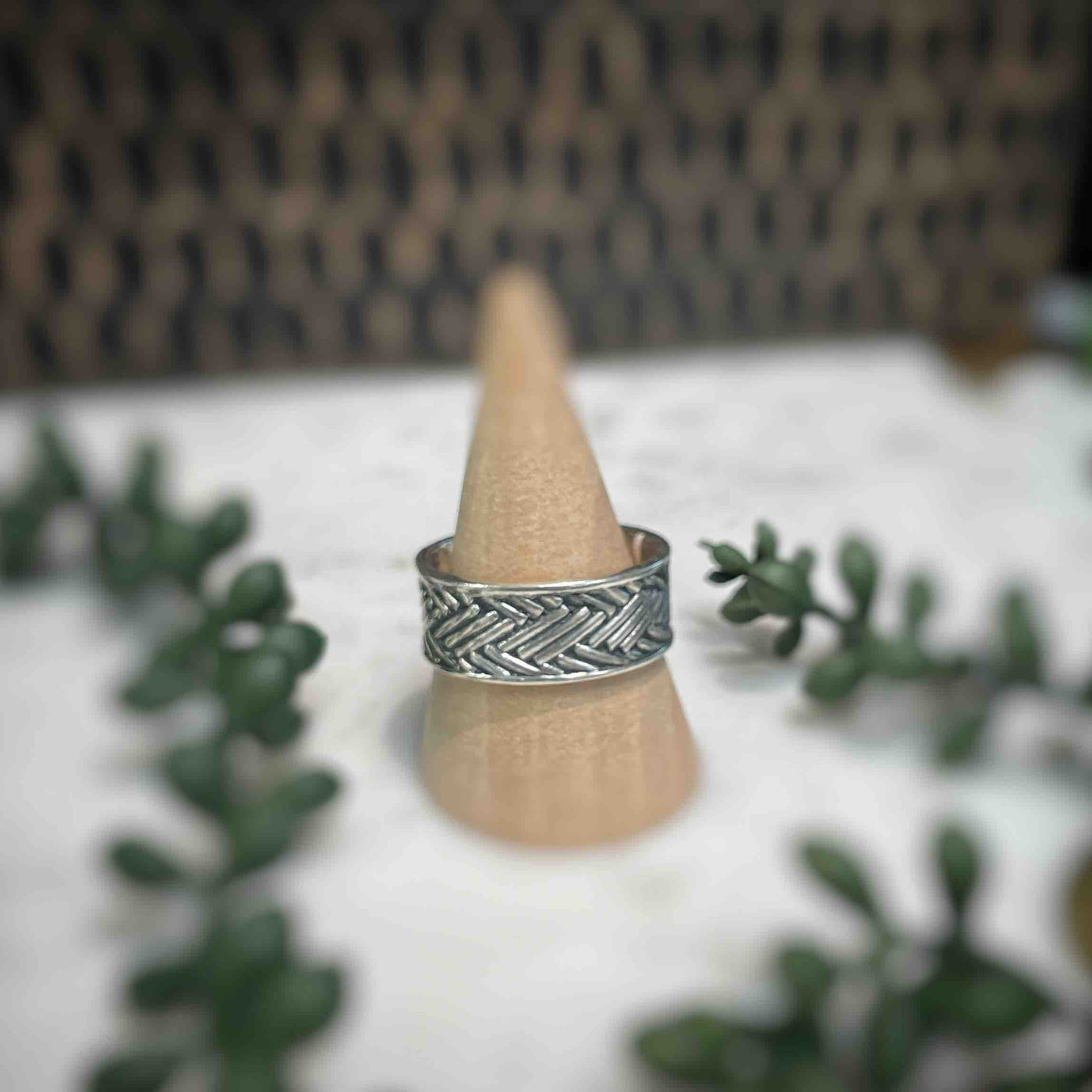 Mens Patterned Sterling Silver Ring - Set 3