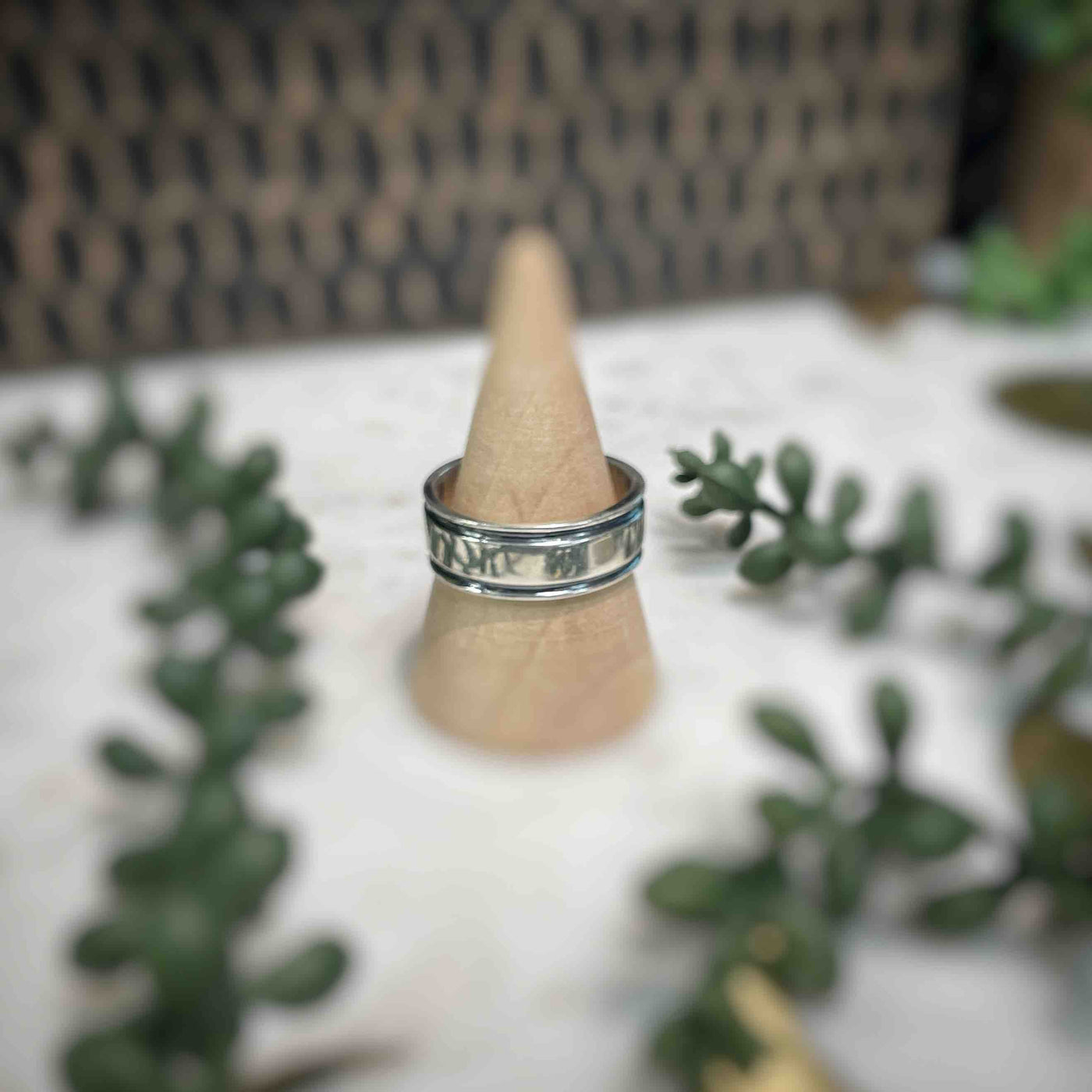 Mens Patterned Sterling Silver Ring - Set 6