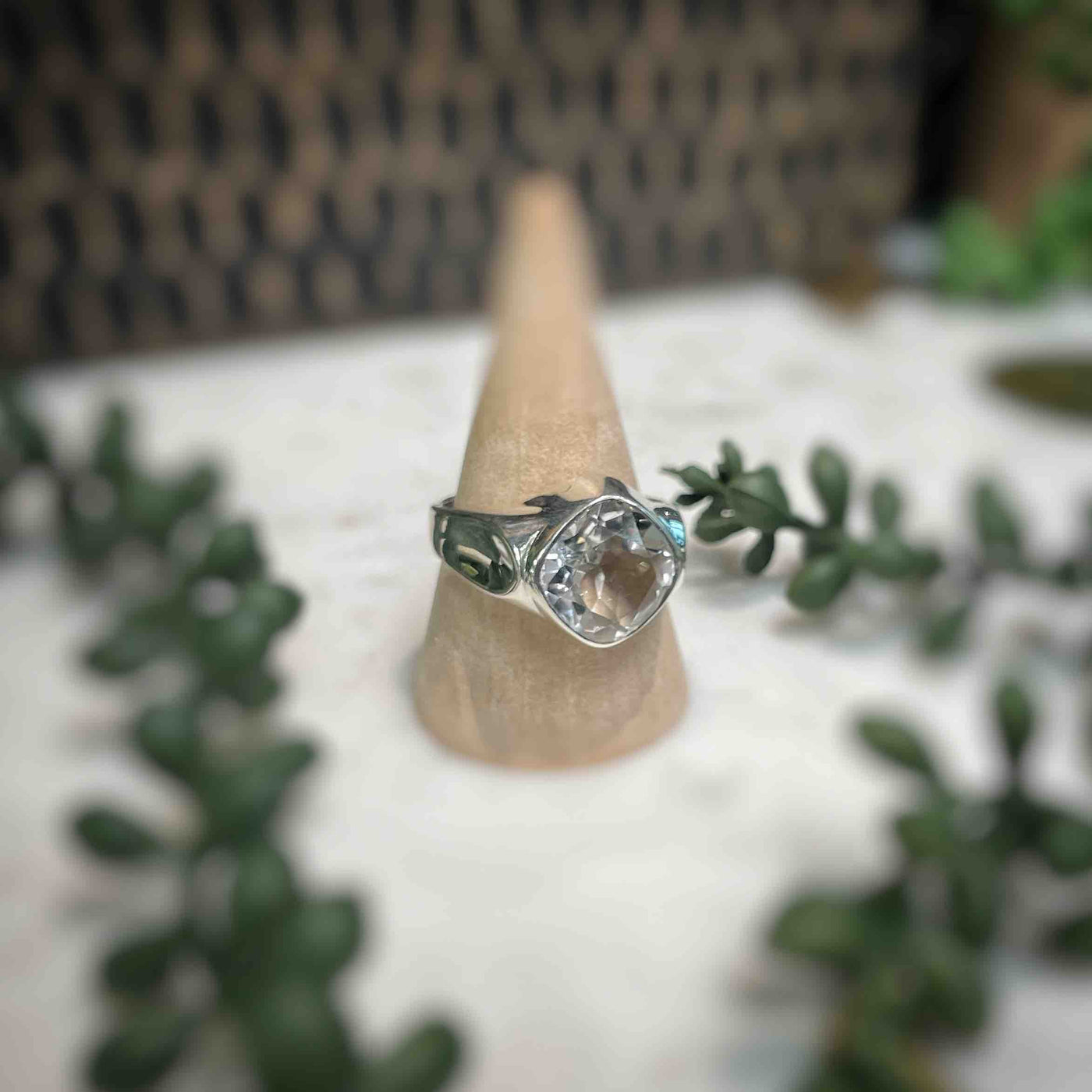 Mens Faceted Quartz Sterling Silver Ring - Set 2