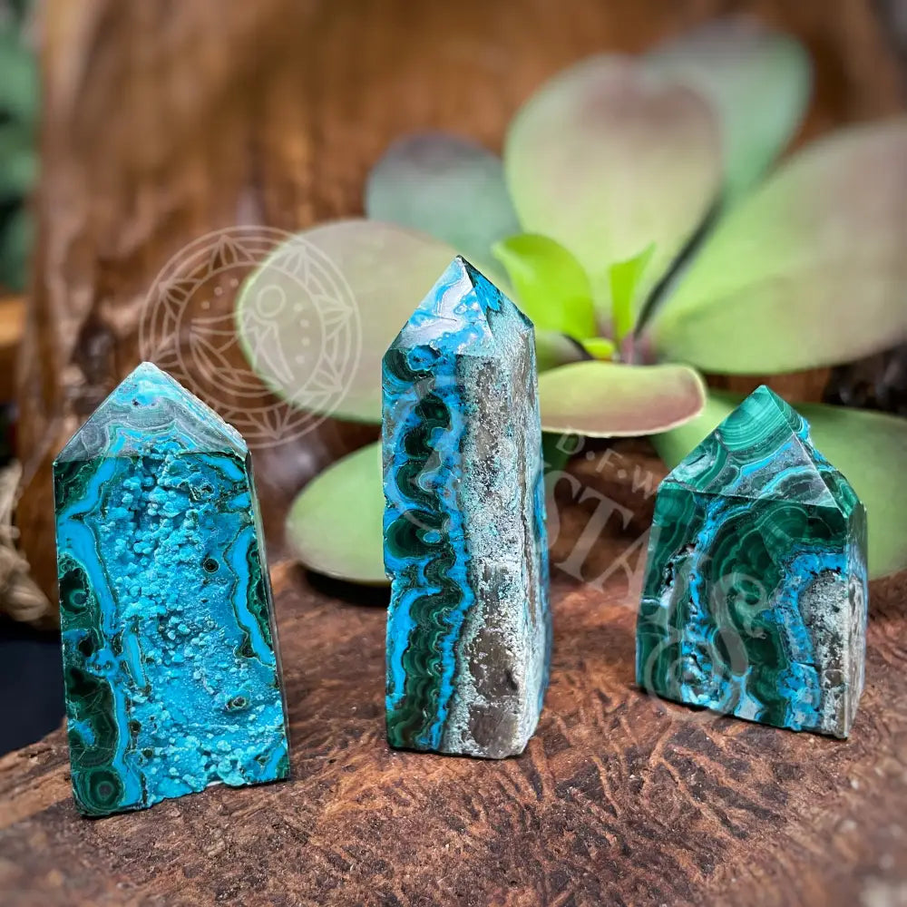 Tower Point Obelisk - Chrysocolla Malachite Multi Sizes Crystals