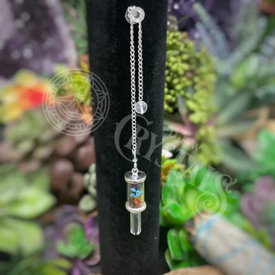 Pendulum - Clear Quartz W/ Chakra Gemstone Filled Glass Tube