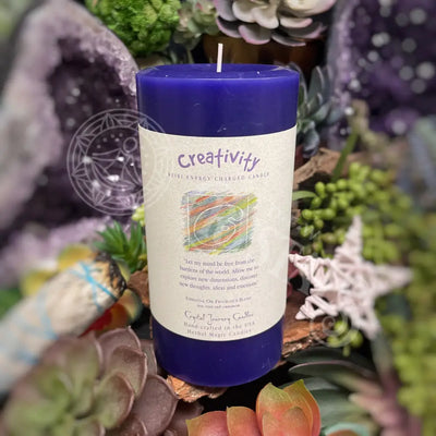 Reiki Herbal Pillar Candle - Creativity Meditation Tools