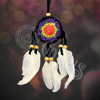 Dream Catcher - Crocheted With Feathers And Beads Small