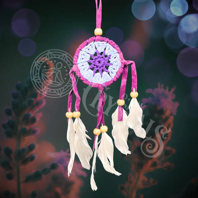 Dream Catcher - Crocheted With Feathers And Beads Small