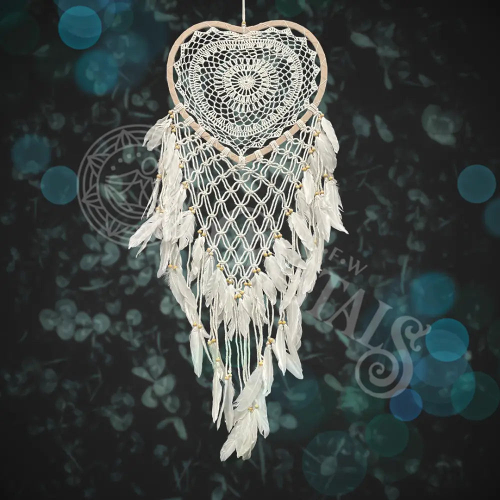 Dream Catcher - Heart With Feathers And Beads