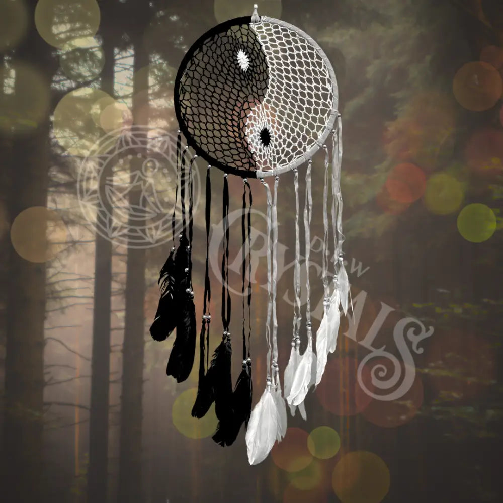 Dream Catcher - Yin Yang With Feathers