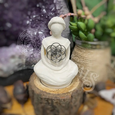 Figurine - Gypsum Cement Goddesses 3 Flower Of Life