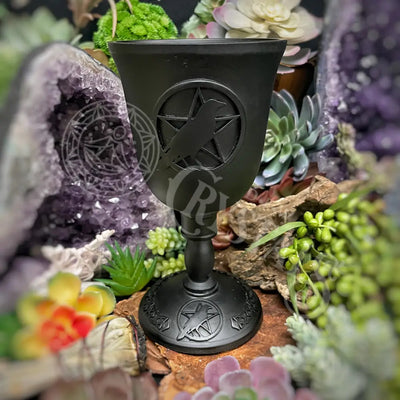 Goblet - Cast Iron Pentcle W/ Raven 4.0 Diam