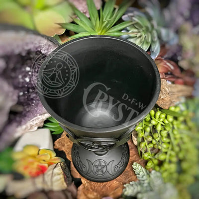 Goblet - Cast Iron Triple Moon W/ Pentacle 4.0 Diam